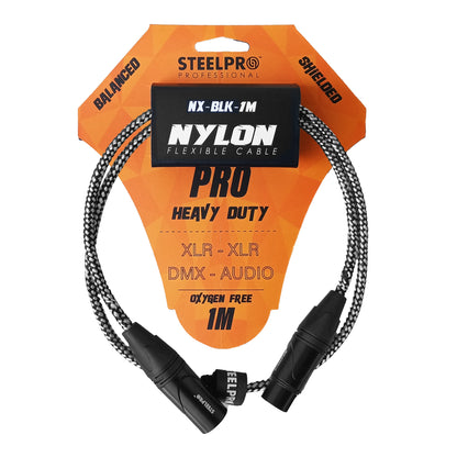 Cable Xlr 1m Balanceado Profesional Macho - Hembra NX-BLK-1M Steelpro