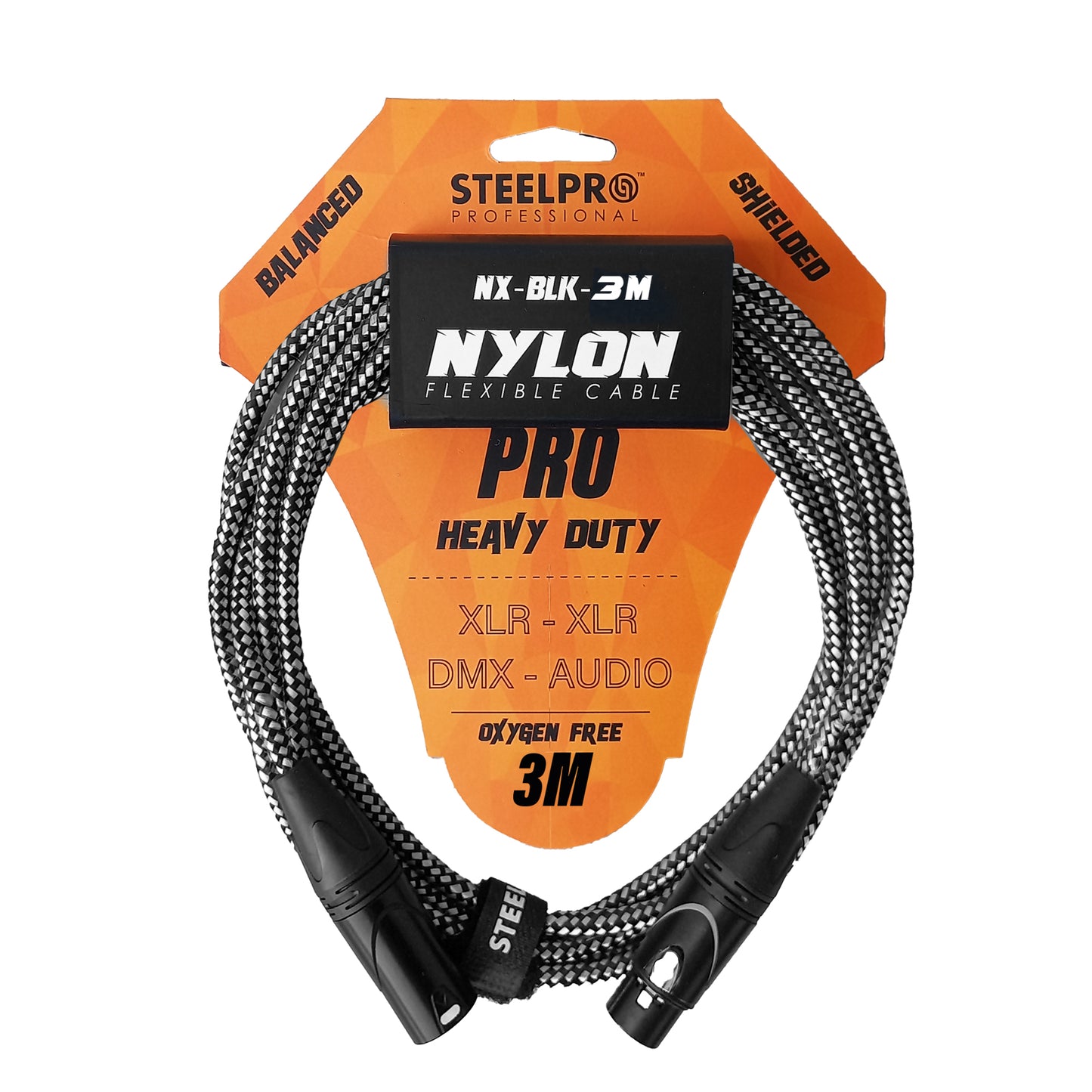 Cable Xlr 3m Balanceado Profesional Macho - Hembra NX-BLK-3M Steelpro
