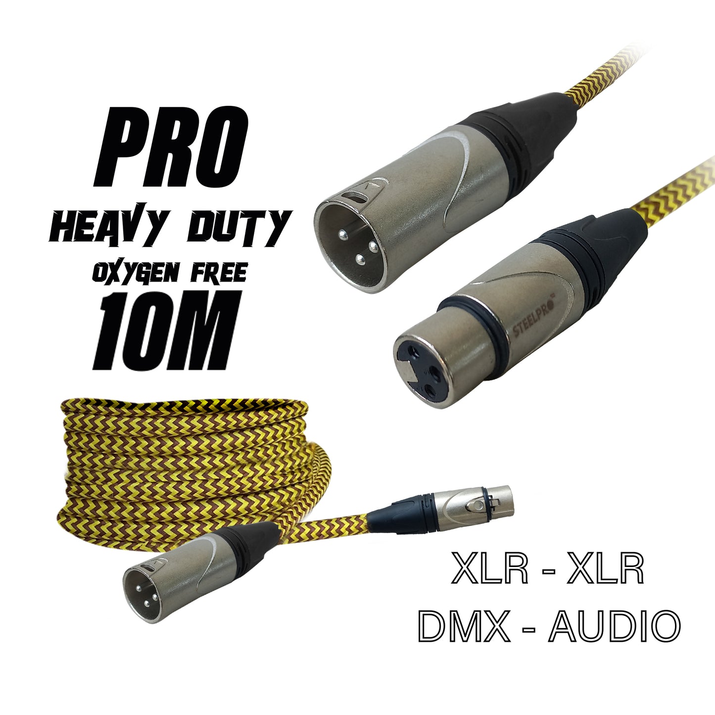 Cable Xlr 10m Balanceado Profesional Macho - Hembra NX-YLL-10M Steelpro
