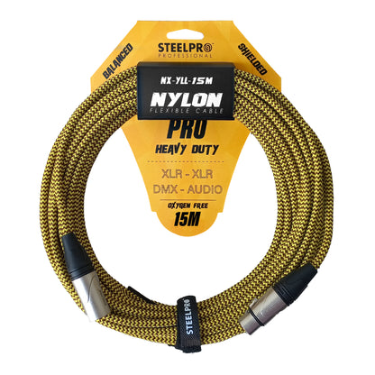 Cable Xlr 15m Balanceado Profesional Macho - Hembra NX-YLL-15M Steelpro
