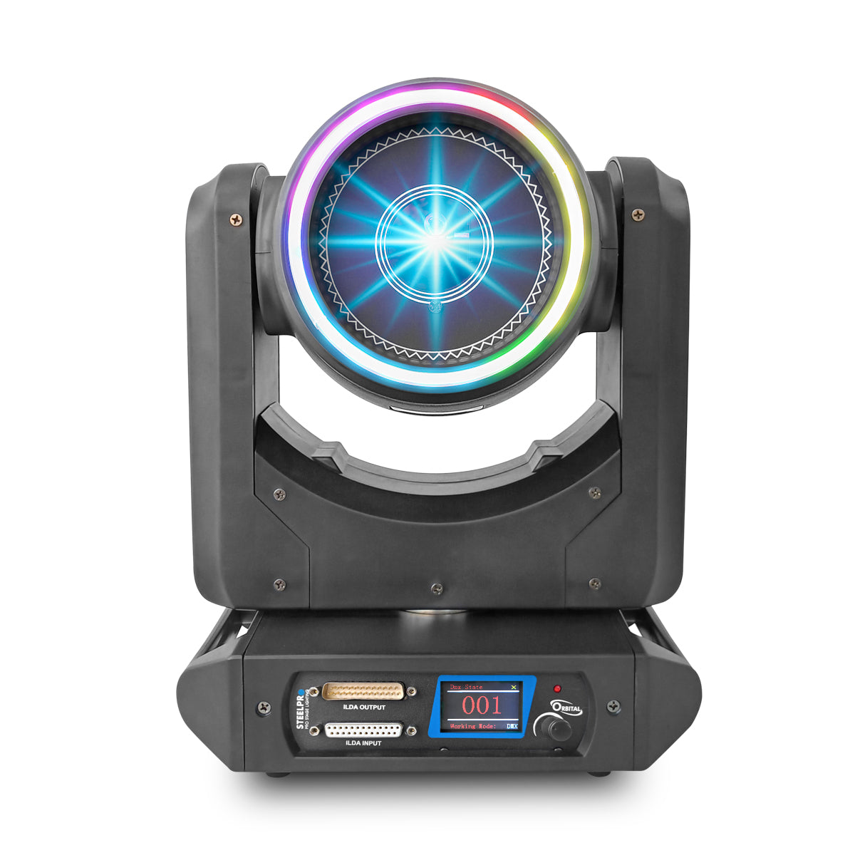 ORBITAL Cabeza Robótica Láser Rgb 5 Watts Figuras 2d con Aro SMD Steelpro
