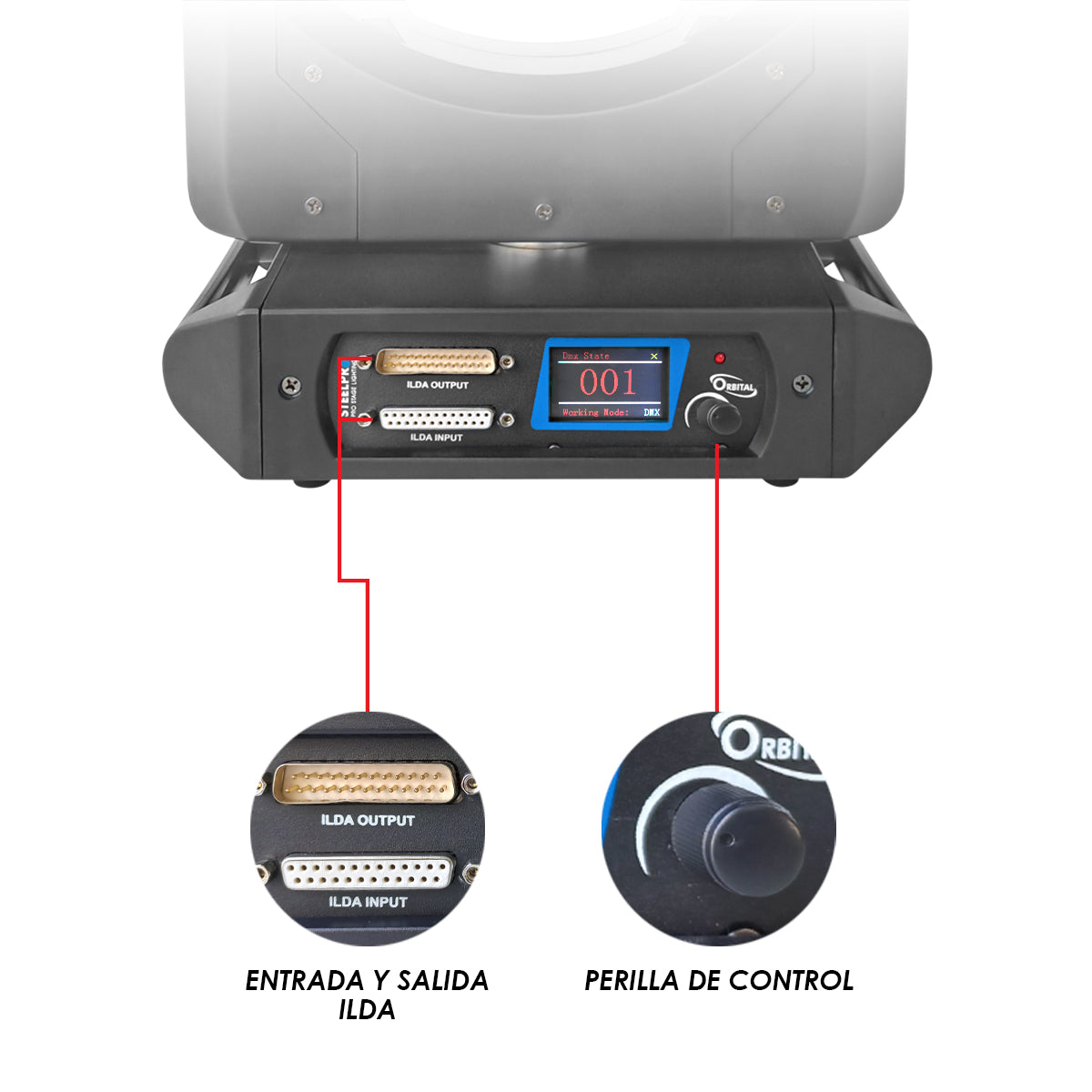 ORBITAL Cabeza Robótica Láser Rgb 5 Watts Figuras 2d con Aro SMD Steelpro