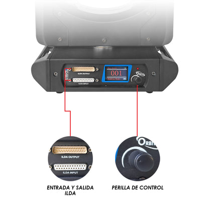 ORBITAL Cabeza Robótica Láser Rgb 5 Watts Figuras 2d con Aro SMD Steelpro