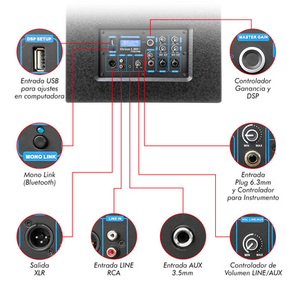 Sistema De Audio Profesional Columna Orion By Steelpro Color Neegro