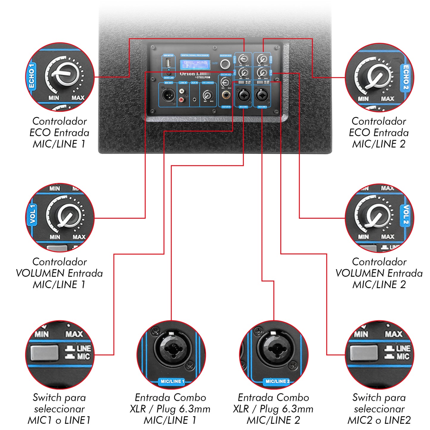 Sistema De Audio Profesional Columna Orion By Steelpro Color Neegro