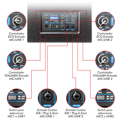 Sistema De Audio Profesional Columna Orion By Steelpro Color Neegro
