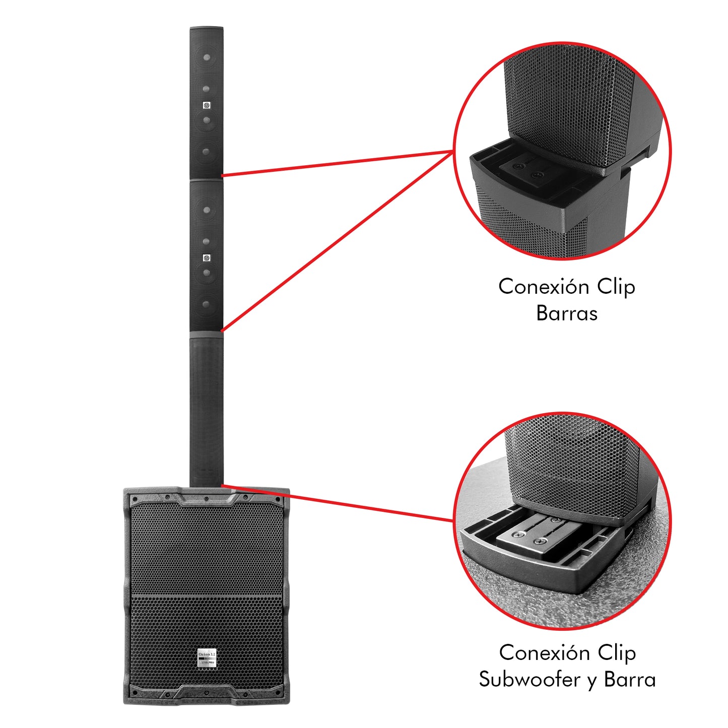 Sistema De Audio Profesional Columna Orion By Steelpro Color Neegro
