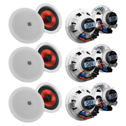 PAK-CS65-K12 Kit de 3 Bocinas Activas Bluetooth + 9 Pasivas Plafón 6.5" Audio Ambiental Maestro Esclavo Steelpro