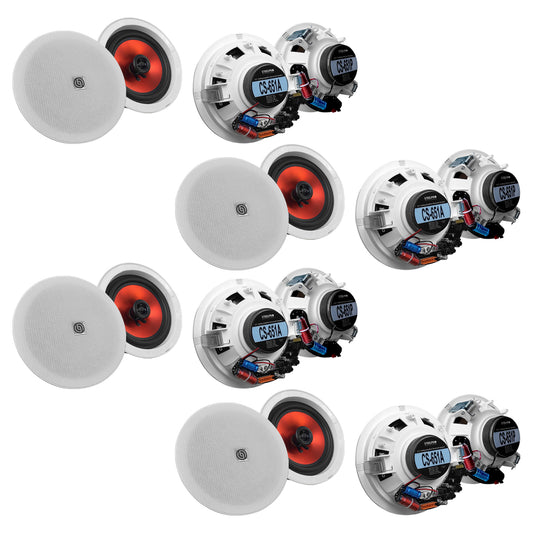 PAK-CS65-K16 Kit de 4 Bocinas Activas Bluetooth + 12 Pasivas Plafón 6.5" Audio Ambiental Maestro Esclavo Steelpro