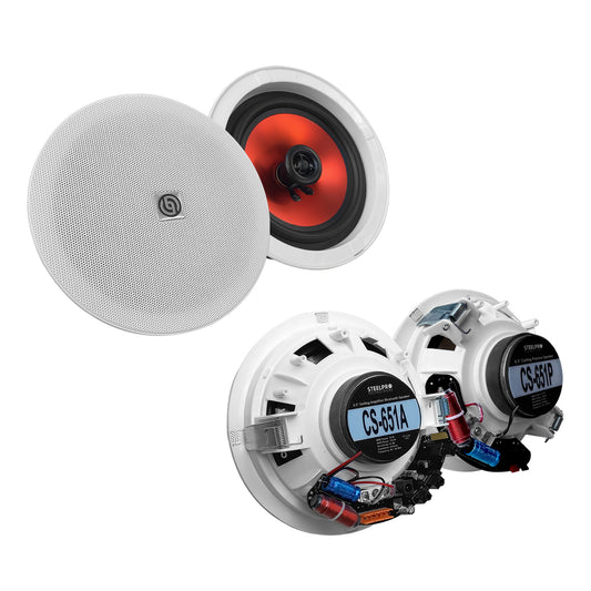 PAK-CS65-K4 Kit de Bocina Plafón Bluetooth Amplificadas 6.5" Audio Ambiental Empotrable Activa + 3 Pasivas 300W RMS Steelpro