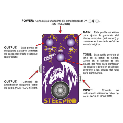 Pedal Para Guitarra Steelpro Pegasus Overdrive 9v