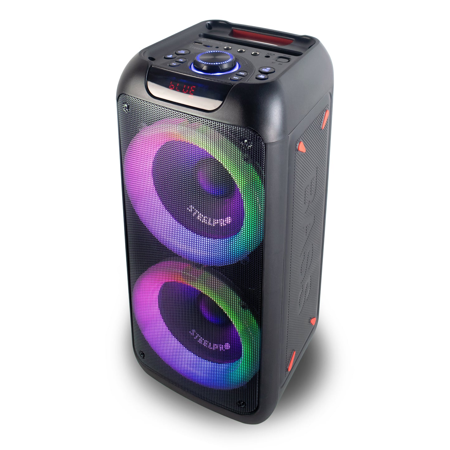 Bocina Amplificada Steelpro NEBULA 2x8” Bluetooth Recargable con Luces LED y TWS