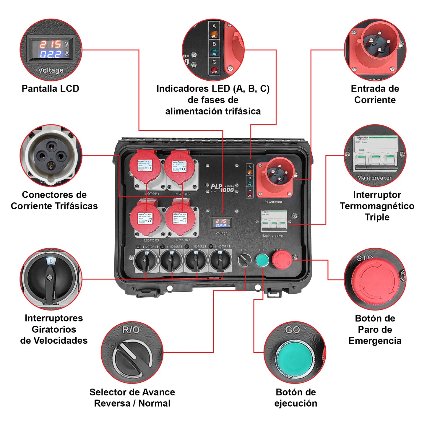 PAK-PLPX4 Kit Profesional 4 Polipastos Eléctricos De Cadena 1 Tonelada Con Controlador Steelpro