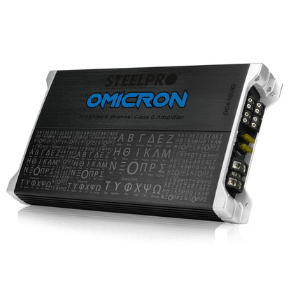 Amplificador OC4-1050D 4 Canales Omicron by Steelpro para Bocinas/Medios Rangos , Full Range 4/2 Ohms Estable, Alto Rendimiento Open Show, Crossover HPF/LPF/ FULL, Modo Bridge para bajos / Bass Boost 6dB