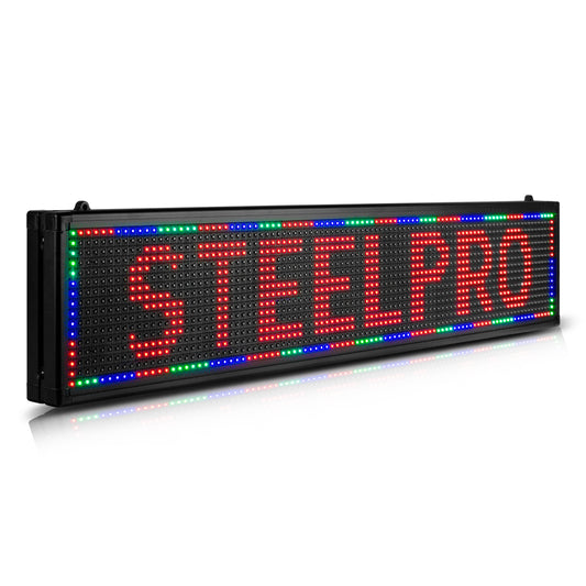 WF-ADV-FULL Letrero LED Programable RGB Full Color 100cm WiFi 16x96 LEDs 1536 LEDs 60 Efectos 3000 Caracteres Programación de Texto Publicidad Digital Pantalla LED para Negocio Steelpro
