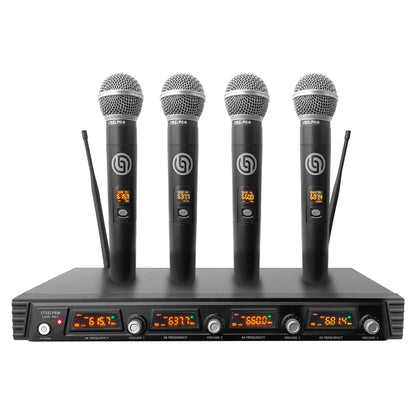 Set Profesional 4 Micrófonos Inalámbricos Uhf 70m Steelpro