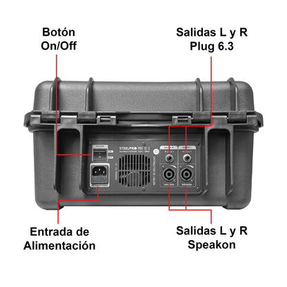 Pro-10.1C Mezcladora Amplificada Profesional 10 Canales Clase D Bluetooth USB MP3 DSP 99 Efectos Conexión PC Ecualizador 7 Bandas Sonido En Vivo Steelpro