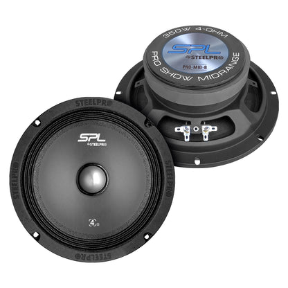 PRO-MID-8 Par Bocinas Medio Rango 8 Pulgadas Car Audio 700W Máx 350W RMS 4 Ohms 94dB Para Automóvil Puertas Audio Profesional Steelpro
