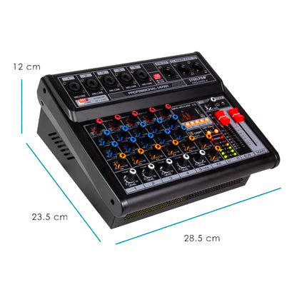 Mezcladora 5 Canales Tarjeta De Sonido Amplificada Steelpro