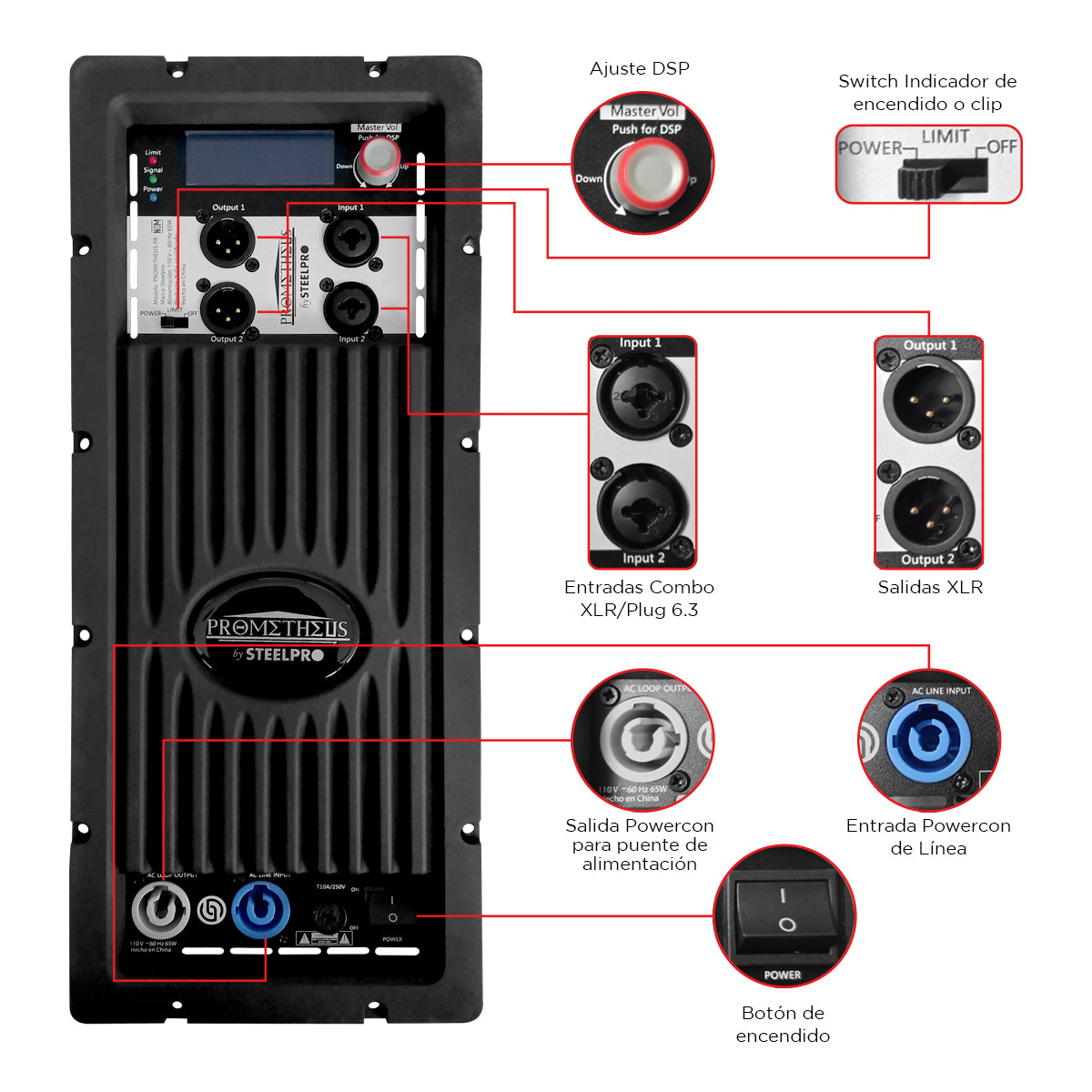 PROMETHEUS-PA Módulo Amplificado Para Bajos 850w Rms Steelpro