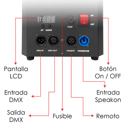 Maquina De Fuego Profesional Pocket Dmx Lanza Llama Steelpro