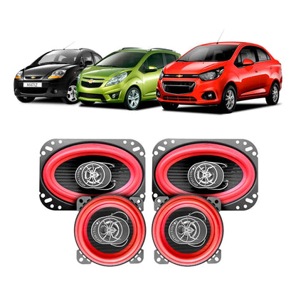 Paquete 4 Bocinas 4x6 Y 4 PuLG Spark Matiz Beat Soundstream