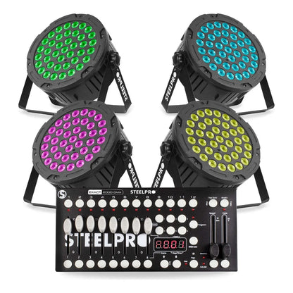 Paquete Dj 4cañones 40x3 + Controlador Exact2000dmx Steelpro