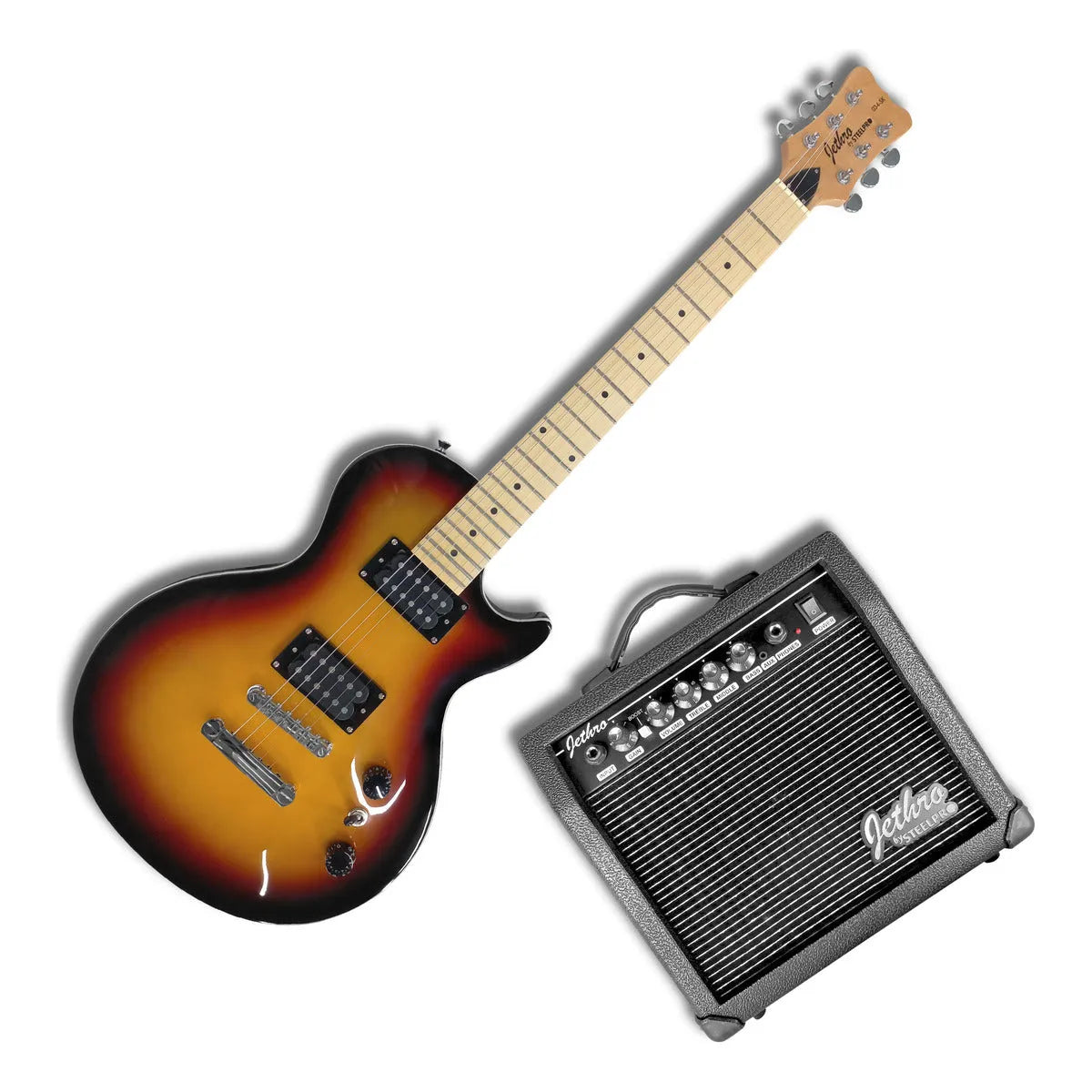 Paquete Guitarra Electric Series Jethro By Steelpro 034 Color 3 Tone Sunburst Diapasón De Maple Para Diestro