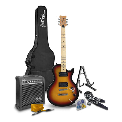 Paquete Guitarra Electric Series Jethro By Steelpro 034 Color 3 Tone Sunburst Diapasón De Maple Para Diestro