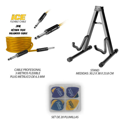 Paquete Guitarra Electric Series Jethro By Steelpro 034 Color 3 Tone Sunburst Diapasón De Maple Para Diestro