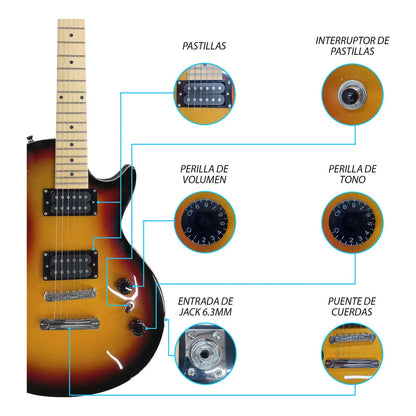 Paquete Guitarra Electric Series Jethro By Steelpro 034 Color 3 Tone Sunburst Diapasón De Maple Para Diestro