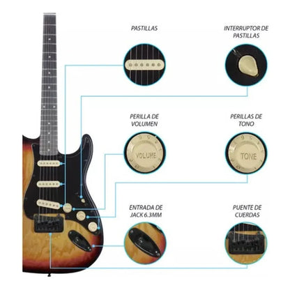 Paquete Guitarra Eléctrica Concerto Series By Premiata 009 Material Del Diapasón Álamo Laminado Orientación De La Mano Diestro