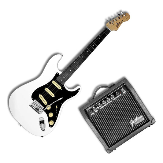 Paquete Guitarra Electrica Jethro Series By By  steelpro 023-sk Color Blanco Material Del Diapasón Álamo Orientación De La Mano Diestro