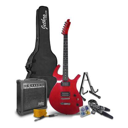 Paquete Guitarra Electrica Jethro Series By Steelpro 036 Color Rojo