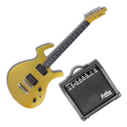 Paquete Guitarra Electrica Jethro Series By Steelpro 037 Color Dorado Material Del Diapasón Alamo Negro Orientación De La Mano Diestro