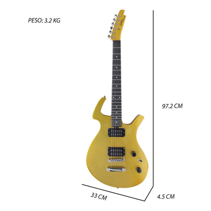 Paquete Guitarra Electrica Jethro Series By Steelpro 037 Color Dorado Material Del Diapasón Alamo Negro Orientación De La Mano Diestro