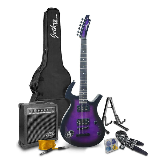 Paquete Guitarra Electrica Jethro Series By Steelpro 039-sk Color Violeta Oscuro Diapasón De Maple Para Diestro