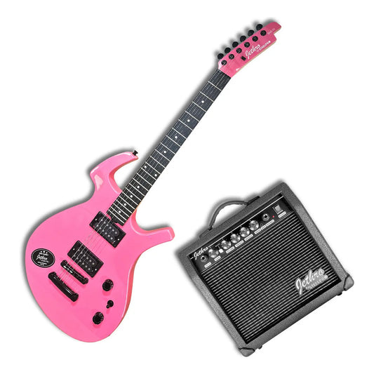 Paquete Guitarra Electrica Jethro Series By Steelpro 040-sk Color Rosa Chicle