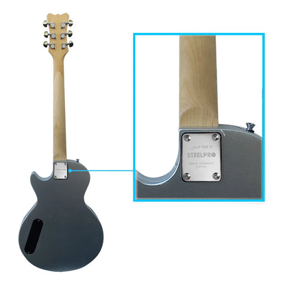 Paquete Guitarra Electrica Jethro Series By Steelpro 065-sk Color Decal Silver Body Material Del Diapasón Álamo Laminado Negro Con Bloques Orientación De La Mano Diestro