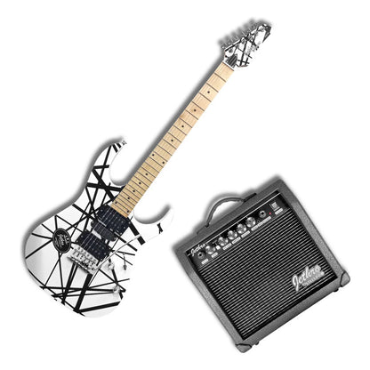 Paquete Guitarra Electrica Jethro Series By Steelpro 068-sk Color White And Black Strip Material Del Diapasón Maple Orientación De La Mano Diestro