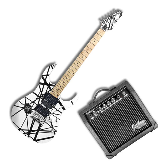 Paquete Guitarra Electrica Jethro Series By Steelpro 068-sk Color White And Black Strip Material Del Diapasón Maple Orientación De La Mano Diestro