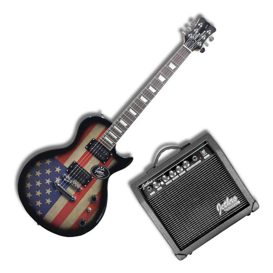 Paquete Guitarra Electrica Jethro Series By Steelpro 069 Color Usa Burst Material Del Diapasón Alamo Negro Laminado Orientación De La Mano Diestro