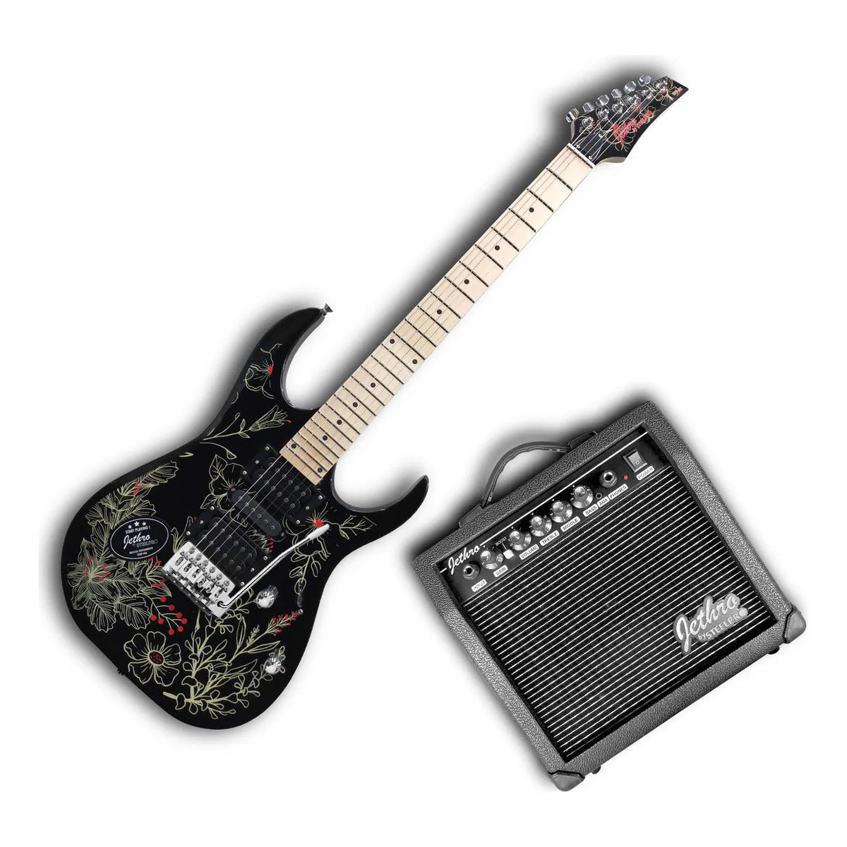 Paquete Guitarra Electrica Jethro Series By Steelpro 070-sk Color Flowers Material Del Diapasón Maple Orientación De La Mano Diestro
