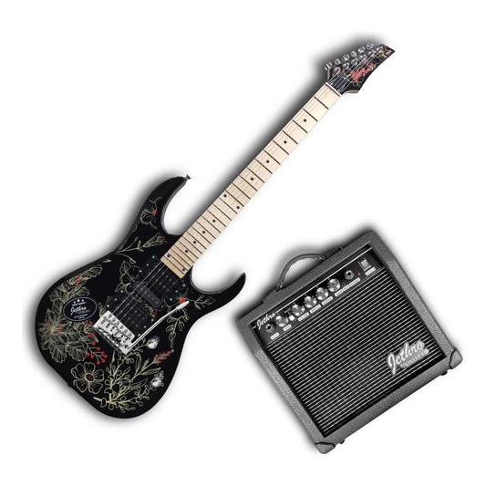 Paquete Guitarra Electrica Jethro Series By Steelpro 070-sk Color Flowers Material Del Diapasón Maple Orientación De La Mano Diestro