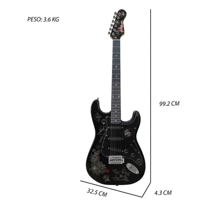 Paquete Guitarra Electrica Jethro Series By Steelpro 078-sk Color Negro Material Del Diapasón Alamo Negro Orientación De La Mano Diestro