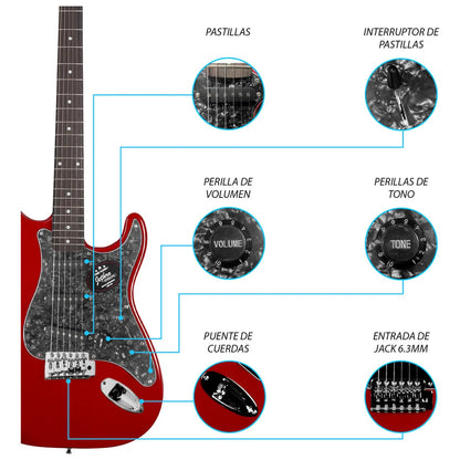 Paquete Guitarra Electrica Jethro Series By Steelpro Str