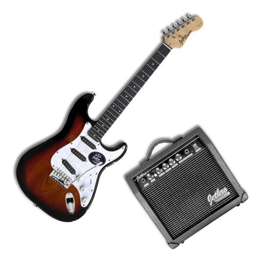 Paquete Guitarra Electrica Jethro Series By  steelpro 021 Color 3-tone Sunburst Orientación De La Mano Diestro