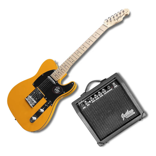 Paquete Guitarra Electrica Jethro Series By  steelpro 027 Color Amarillo