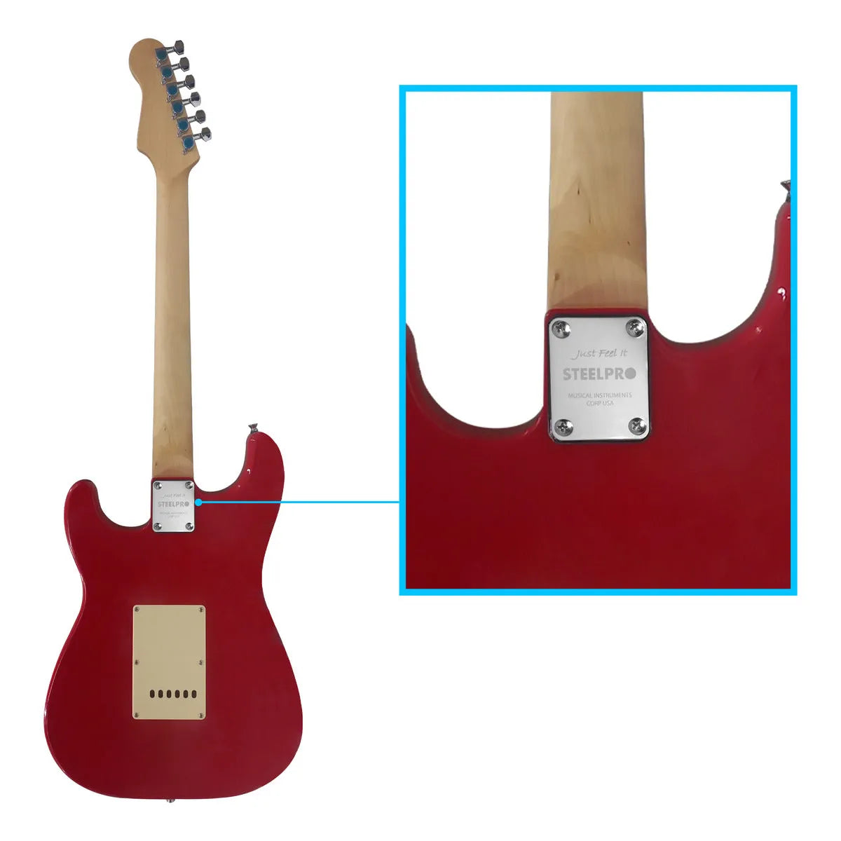 Paquete Guitarra Electrica Series Jethro By Steelpro 046-sk Color Rojo Material Del Diapasón Maple Orientación De La Mano Diestro