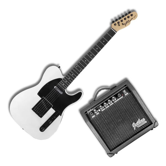 Paquete Guitarra Electrica Series Jethro By Steelpro 048-sk Color Blanco Material Del Diapasón Maple Orientación De La Mano Diestro